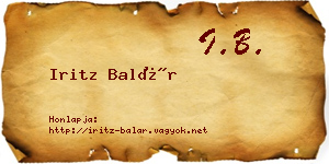 Iritz Balár névjegykártya